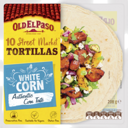 Photo of Old El Paso Street Market White Corn Tortillas Tacos 10 Pack 208g
