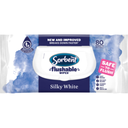 Photo of Sorbent Silky White Flushable Wipes 80 Pack