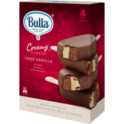 Photo of Bulla Creamy Classics Choc Vanilla Ice Cream 4pk