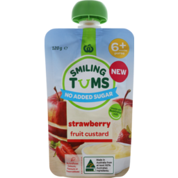Photo of Woolworths Smiling Tums Strawberry Fruit Custard