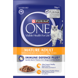 Photo of Purina One Cat Food Mature Adult 7+ with Succulent Chicken in Gravy 70g