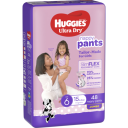 Photo of Huggies Ultra Dry Nappy Pants Girls Size 6 (15kg+) 48 Pack 