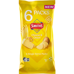 Photo of Smiths Cheese & Onion Crinkle Cut Chips 6 Pack 114g