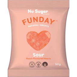 Photo of Funday No Sugar Sour Peach Hearts 50g