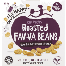 Photo of The Happy Snack Company Roasted Fav-Va Beans Sea Salt & Balsamic Vinegar 6 Pack 150g