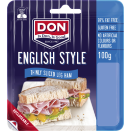 Photo of Don English Style Leg Ham Thinly Sliced Gluten Free 100g