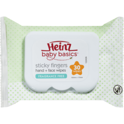 Photo of Heinz Baby Basics Sticky Fingers Hand & Face Wipes Fragrance-Free 30 Pack 