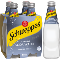 Photo of Schweppes Soda Water Bottle Classic Mixers Glass Multipack Pack 4x300ml