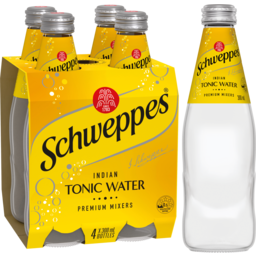 Photo of Schweppes Indian Tonic Water Classic Mixers Glass Bottle Multipack Pack 4x300ml