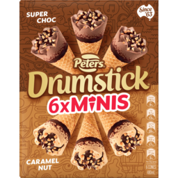 Photo of Peters Drumstick Minis Super Choc & Caramel Nut Ice Creams 6 Mixed Pack 480ml