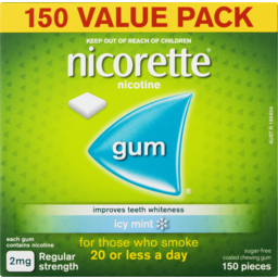 Photo of Nicorette Quit Smoking Nicotine Gum Regular Strength 2mg Icy Mint 150pk