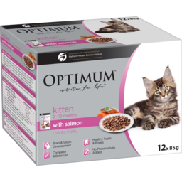 Photo of Optimum Nutrition For Life Kitten 2-12 Months With Salmon Chunks In Jelly Cat Food Pouch 12x85g