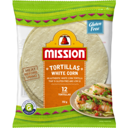 Photo of Mission White Corn Gluten Free Tortillas 12 Pack 312g