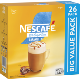 Photo of Nescafe 98% Sugar Free Caramel Latte Coffee Sachets 26 Pack 26g