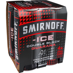 Photo of Smirnoff Double Black & Guarana Cans 250ml 4 Pack 