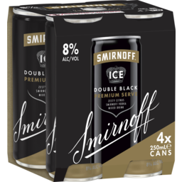 Photo of Smirnoff Ice Double Black Premium Serve 8% 4x250ml 4.0x250ml