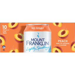 Photo of Mount Franklin Lightly Sparkling Peach Hint Of Natural Flavour No Sugar Cans 10x375ml