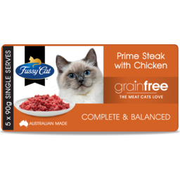 Photo of Fussy Cat Grain Free Prime Steak Mince with Chicken Chilled Cat Food 5 x 90g 