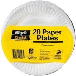 Photo of BLACK AND GOLD 20S PAPER PLATE 