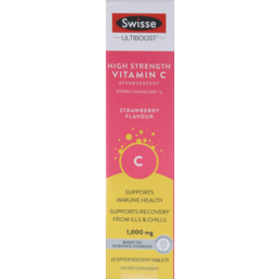 Photo of Swisse High Strength Vit C Effervescent Strawberry Flavour 20 Tablets