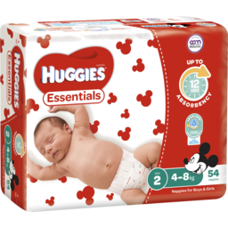 Photo of Huggies Essentials For Boys & Girls 4-8kg Size 2 Nappies 54 Pack