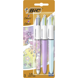Photo of Bic 4 Colours Ballpoint Pens Fun & Unicorn Edition 3 Pack