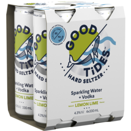 Photo of Good Tides Hard Seltzer Lemon Lime 4.3% 4 X 330ml Can 4.0x330ml