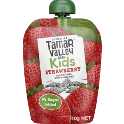 Photo of Tamar Valley Dairy Tamar Valley Kids Greek Yoghurt Strawberry Pouch 110g 110g