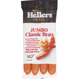 Photo of Hellers Bratwurst Jumbo Classic 4 Pack