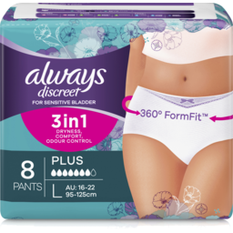 Photo of Always Discreet Plus Underwear 8 Large Pants For Bladder Leaks And Adult Incontinence 7 Drops
