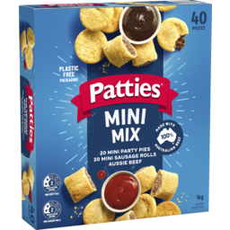 Photo of Patties Mini Combo Pack Party Pies & Sausage Rolls 1kg 40pk