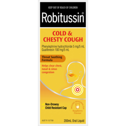 Photo of Robitussin Cold & Chesty Cough Raspberry Flavour Mixture 200ml