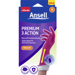 Photo of Vileda Ansell Premium 3action Gloves - M 