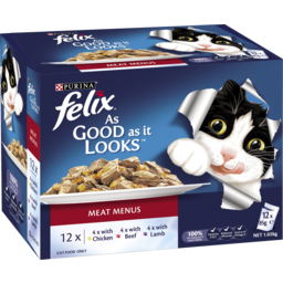 Photo of Purina Felix Meat Menus Cat Food Pouches Multipack 12x85g