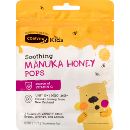 Photo of Comvita Kids Soothing Manuka Honey Pops - 3 Flavours 15 Pops 113g