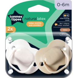 Photo of Tommee Tippee Natural Latex Cherry Soothers, Symmetrical Design, Bpa-Free, 0-6m, White And Beige, Pack Of 2 Dummies 0m