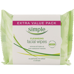 Photo of Simple Kind To Skin Facial Wipes Cleansing Twin Pack 50 Pack
