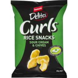 Photo of Fantastic Delites Curls Rice Snacks Sour Cream & Chives 80g