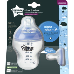 Photo of Tommee Tippee 260ml Glow Bottle And Night Breast Like Soother 