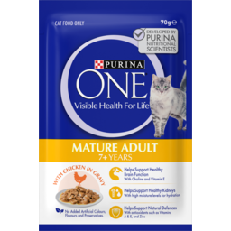 Photo of Purina One Cat Food Adult Mature 7+ with Chicken In Gravy 70g