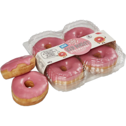 Photo of The Happy Donut Co Strawberry Flavoured Iced Donuts 4 Pack 230g