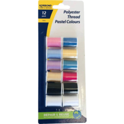 Photo of Korbond Poly Thread Assorted Pastel Colours 12 Pack