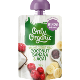 Photo of Only Organic Baby Food Pouch Coconut Banana & Acai Smoothie 1+ year 100g