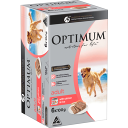 Photo of 	OPTIMUM Adult Wet Dog Food with Salmon & Rice 6x100g