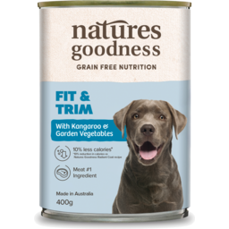 Photo of Natures Goodness Grain Free Fit & Trim With Kangaroo And Garden Vegetables Adult Wet Dog Food 400g