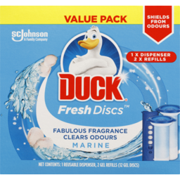 Photo of Duck Fresh Discs Marine In The Bowl Toilet Cleaner Dispenser + 2 Refills Value Pack