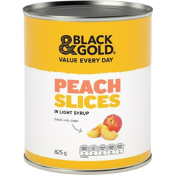 Photo of Black & Gold Peach Slices In Light Syrup