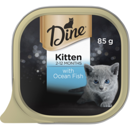 Photo of Dine Kitten 2-12 Months With Ocean Fish Cat Food Tray 85g