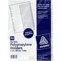 Photo of Marbig Divider Indices A4 Each