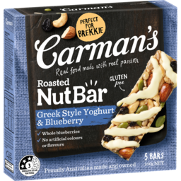 Photo of Carman's Greek Style Yoghurt & Blueberry Roasted Nut Bar 160g 5pk